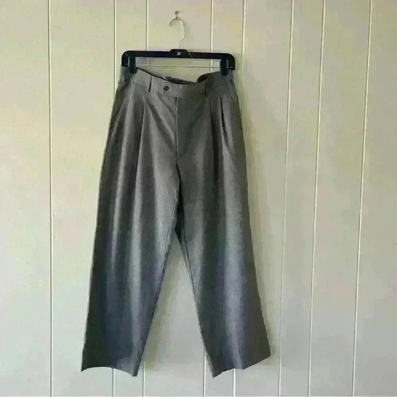 Aldo Ferrari Mens Pants 100 % Wool Rome Italy Size S34 Pleated Formal Office - Picture 2 of 13